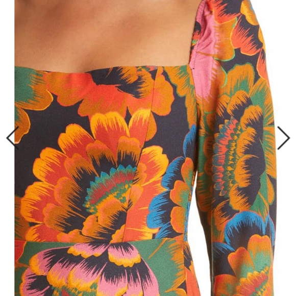 NWT FARM RIO Colorful Flowers Midi Dress - Picture 4 of 13